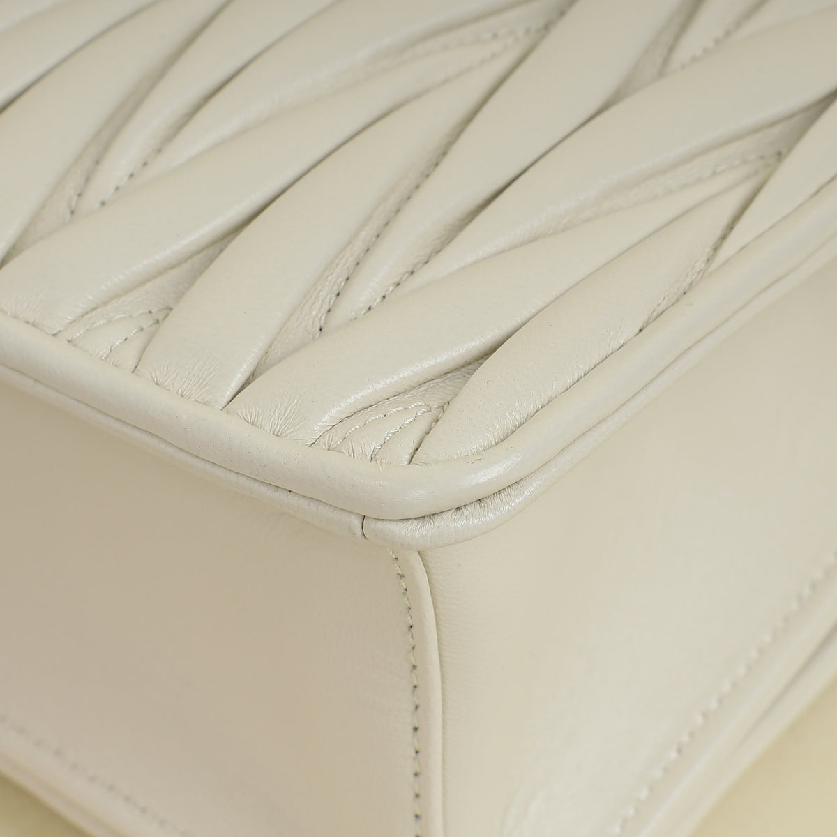Miu Miu White Matelasse Chain Flap Bag