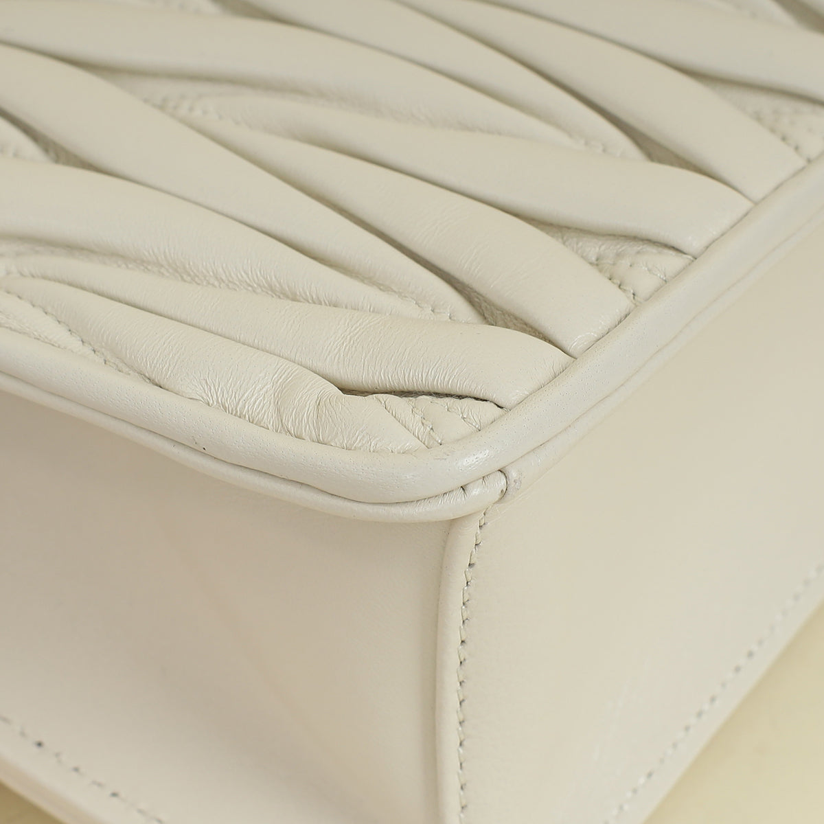 Miu Miu White Matelasse Chain Flap Bag