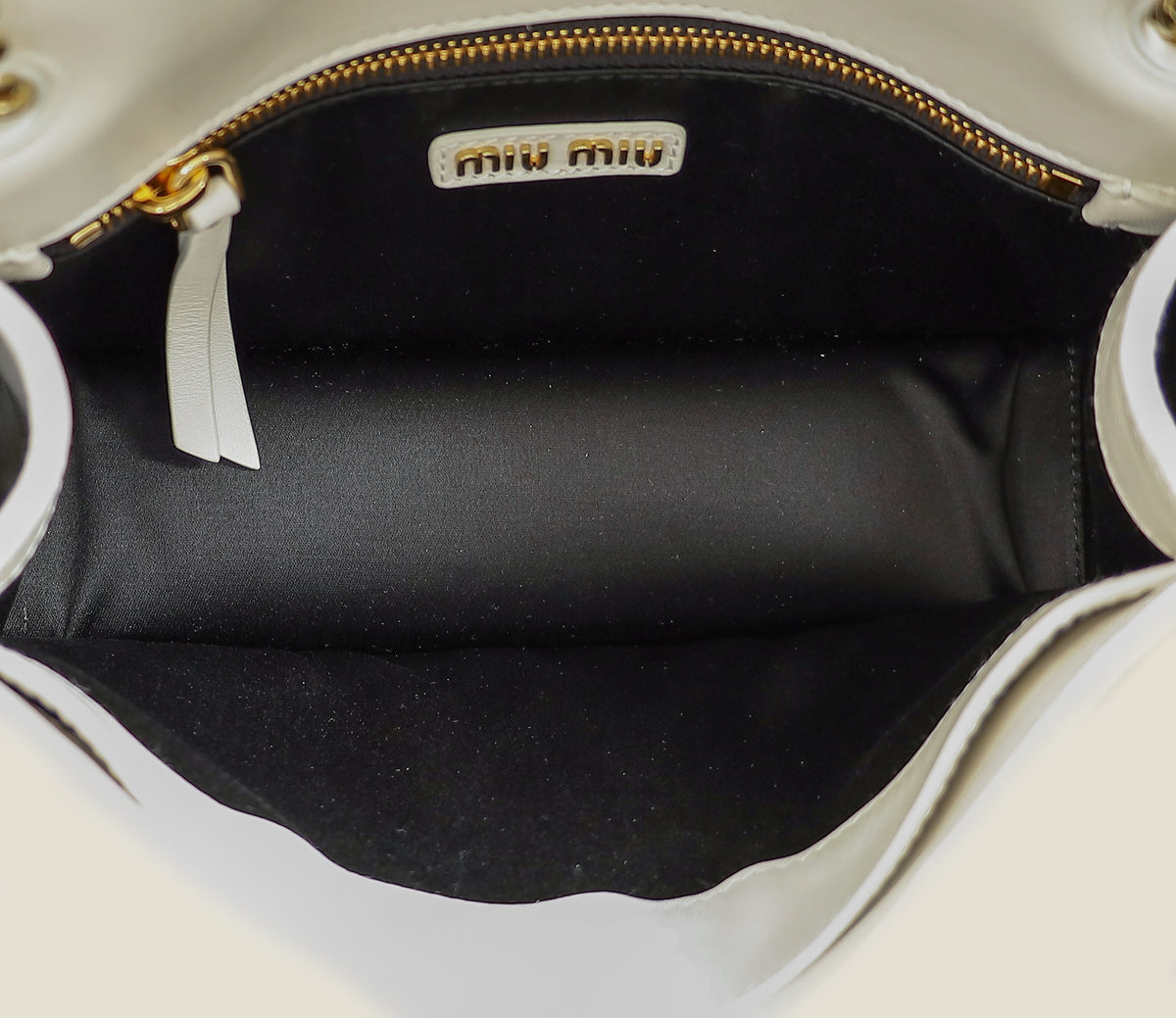Miu Miu White Matelasse Chain Flap Bag
