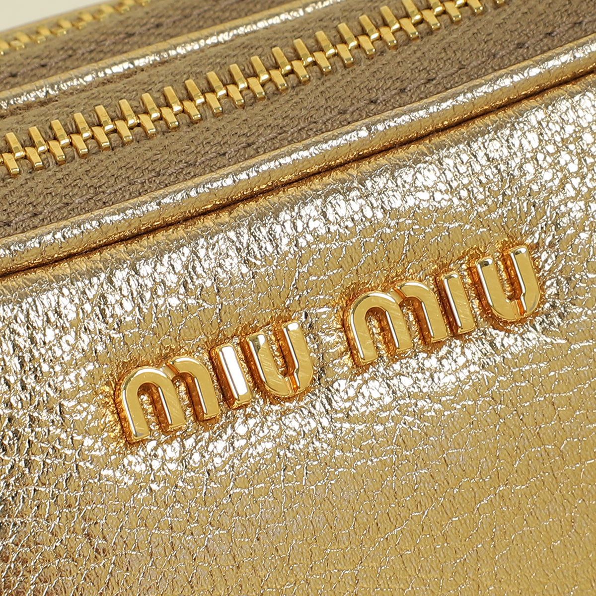 Miu Miu Metallic Gold Double Zip Handbag – THE CLOSET