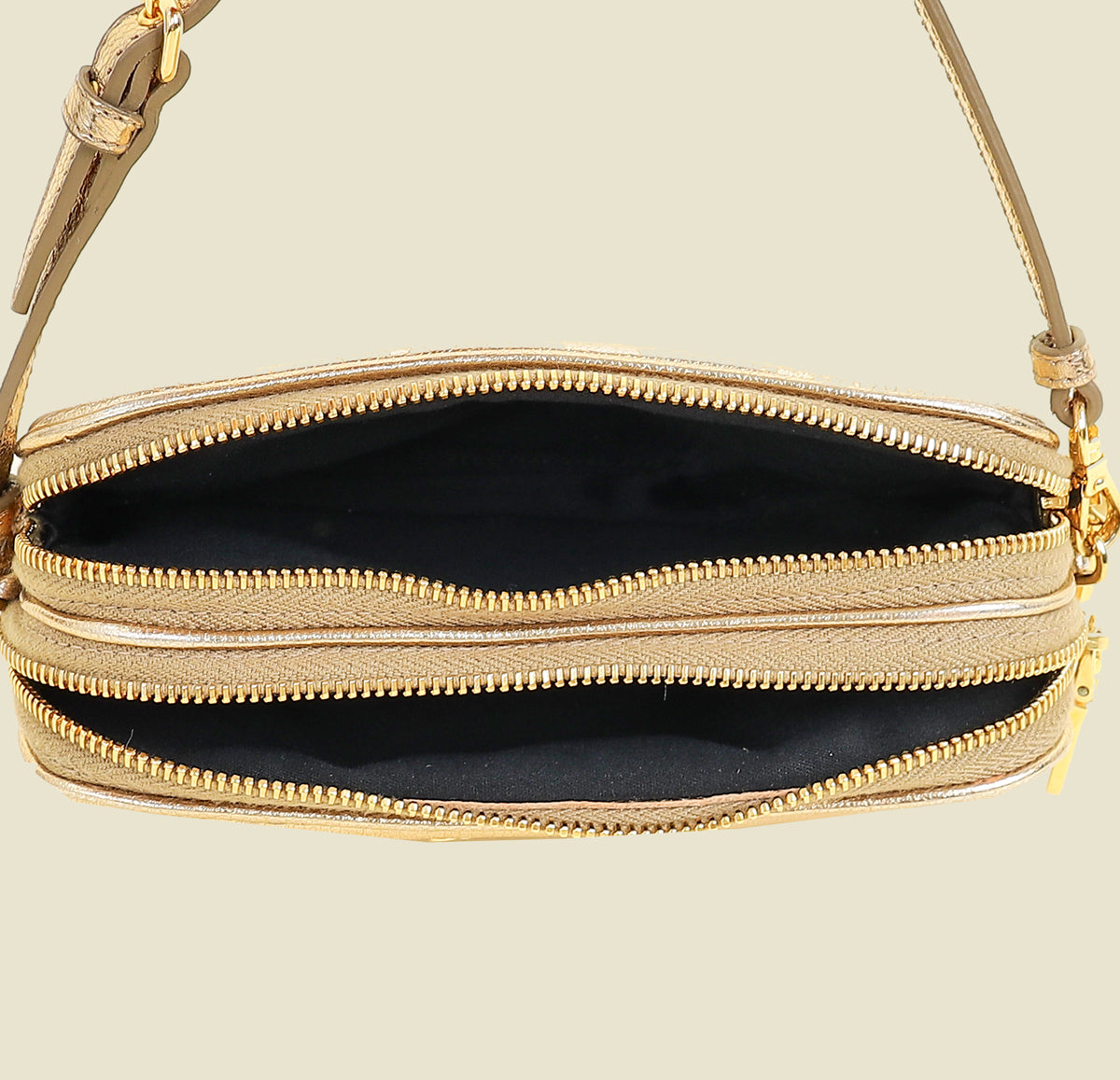 Miu Miu Metallic Gold Double Zip Handbag – THE CLOSET