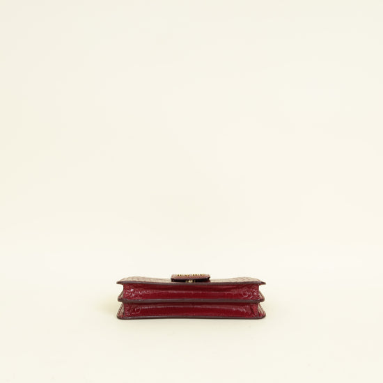 Miu Miu Burgundy Crocodile Mini Shoulder Bag