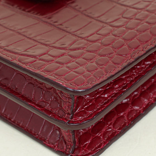 Miu Miu Burgundy Crocodile Mini Shoulder Bag