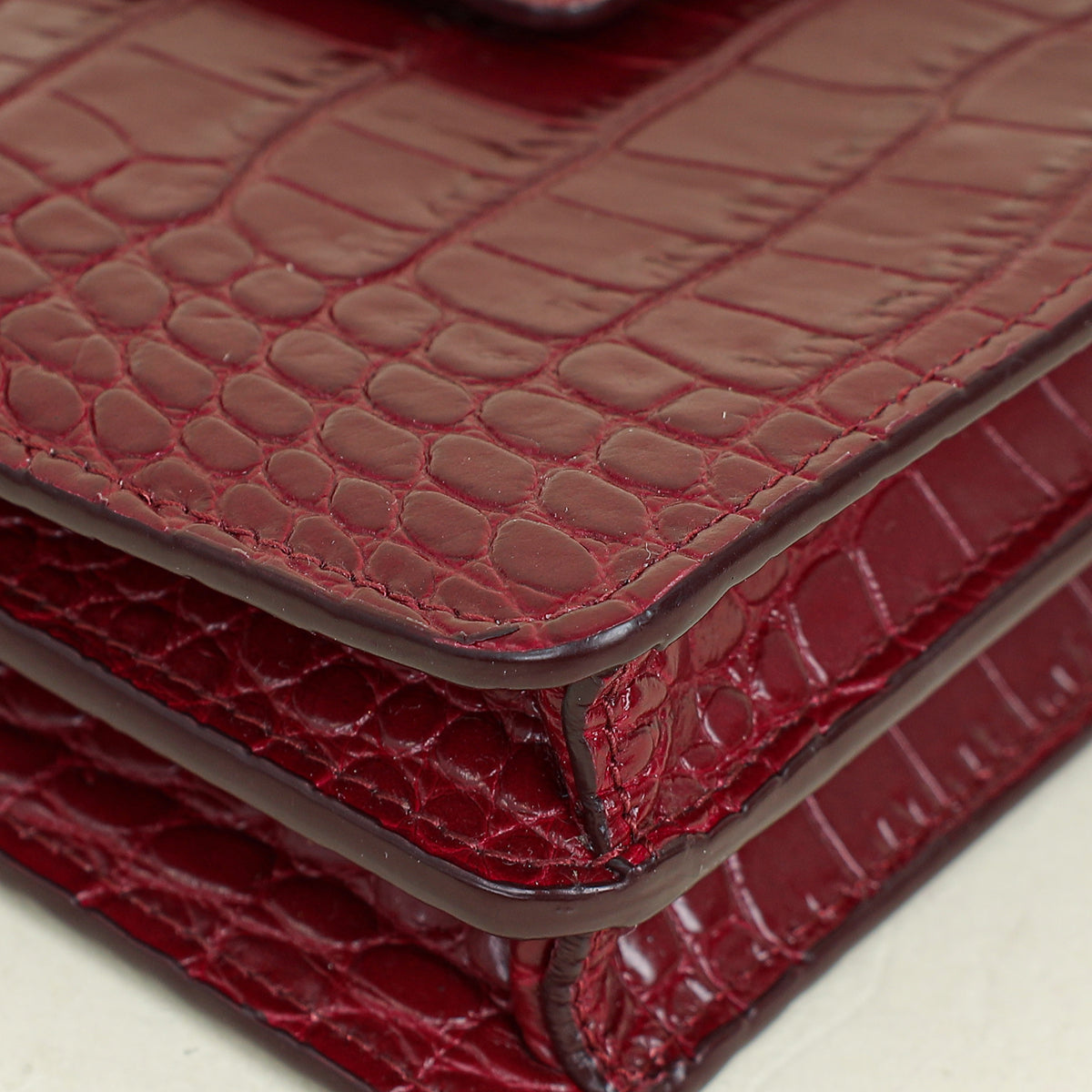 Miu Miu Burgundy Crocodile Mini Shoulder Bag