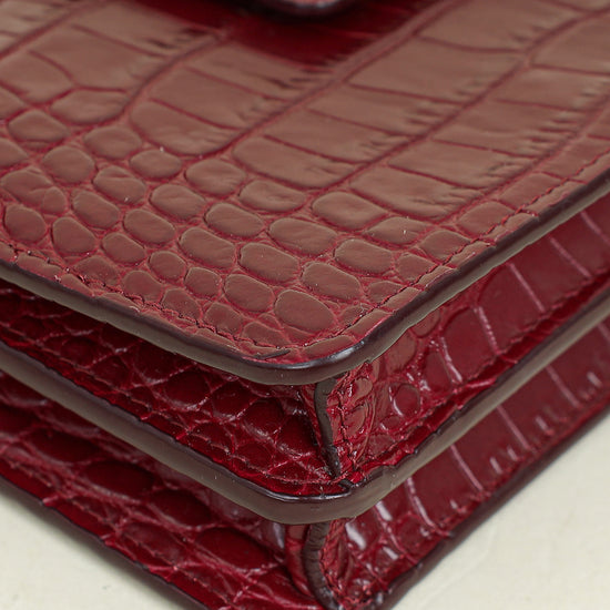 Miu Miu Burgundy Crocodile Mini Shoulder Bag