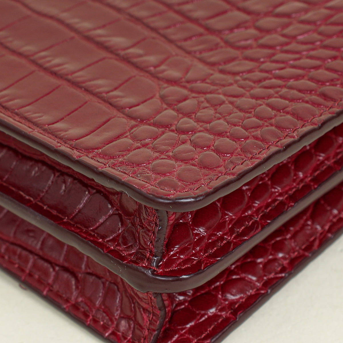 Miu Miu Burgundy Crocodile Mini Shoulder Bag