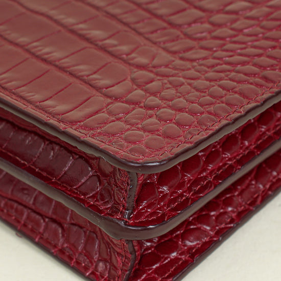 Miu Miu Burgundy Crocodile Mini Shoulder Bag