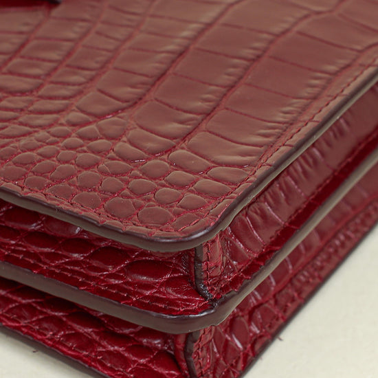 Miu Miu Burgundy Crocodile Mini Shoulder Bag