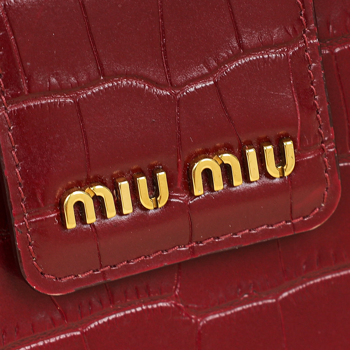 Miu Miu Burgundy Crocodile Mini Shoulder Bag