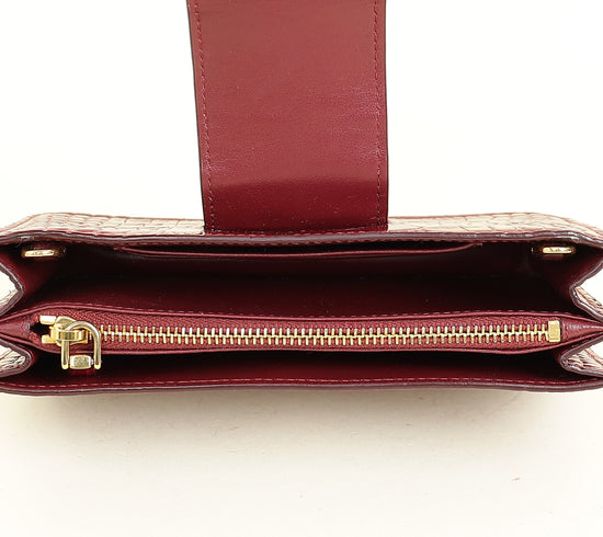 Miu Miu Burgundy Crocodile Mini Shoulder Bag