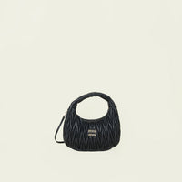 Miu Miu Black Wander Matelassé Small Hobo Bag