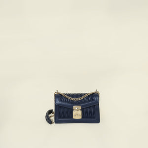 Miu Miu Navy Blue Matelasse Flap Chain Shoulder Bag
