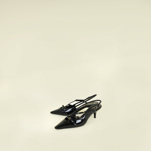 Miu Miu Black Buckles Slingback Pumps 39