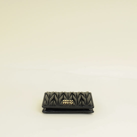 Miu Miu Black Small Matelassé Nappa Wallet