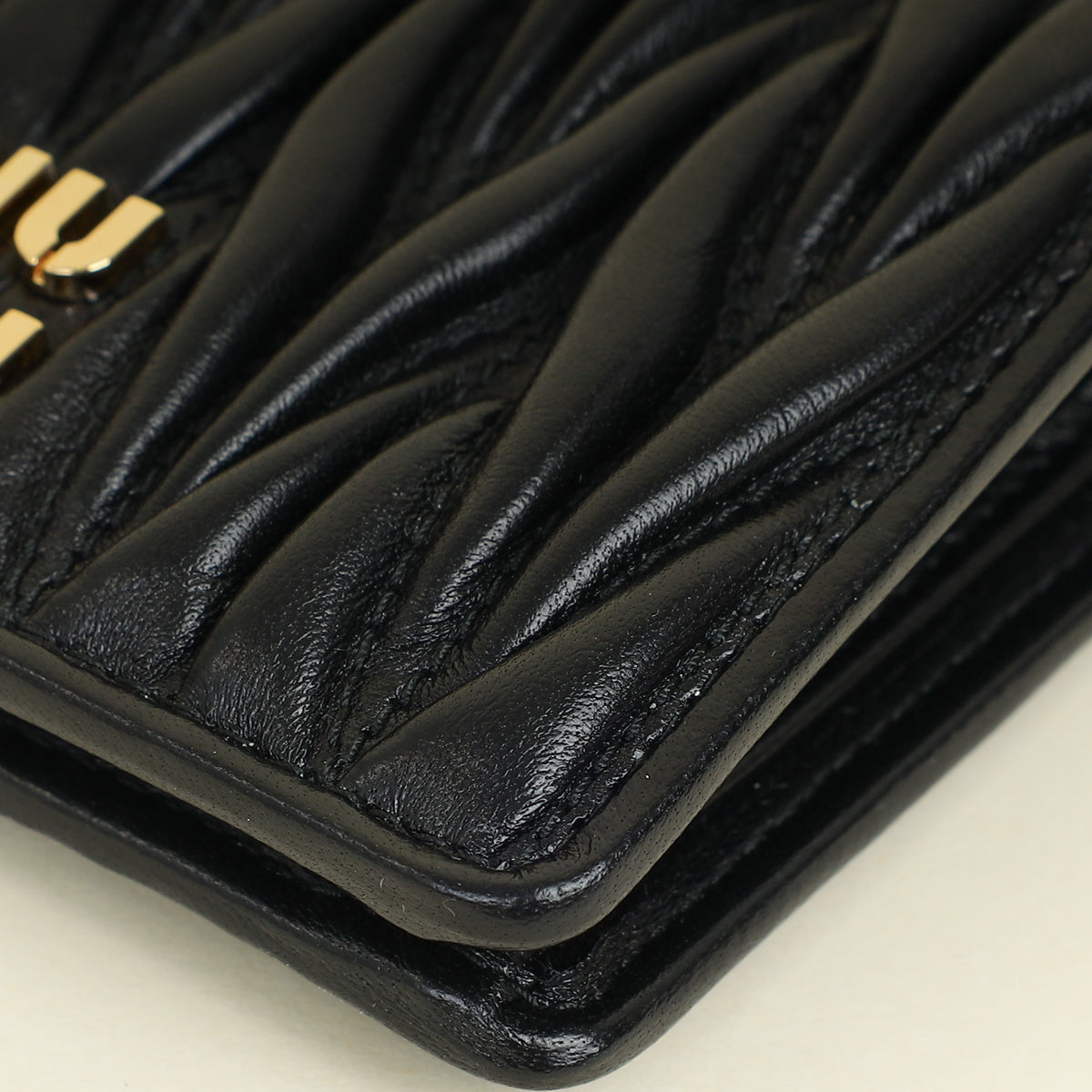 Miu Miu Black Small Matelassé Nappa Wallet