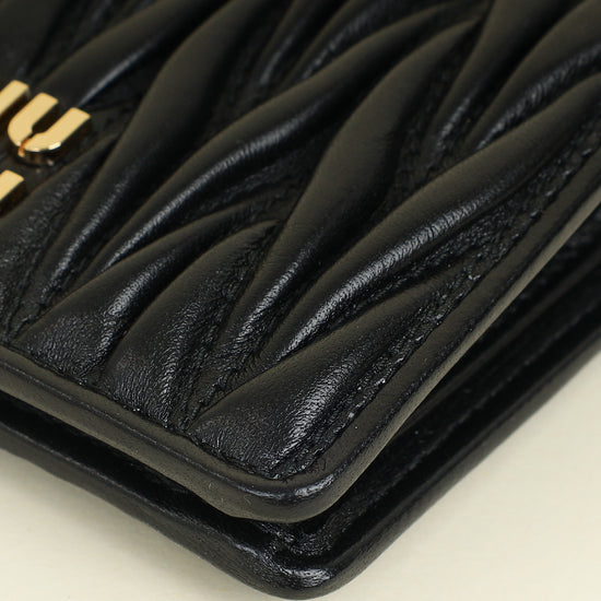 Miu Miu Black Small Matelassé Nappa Wallet