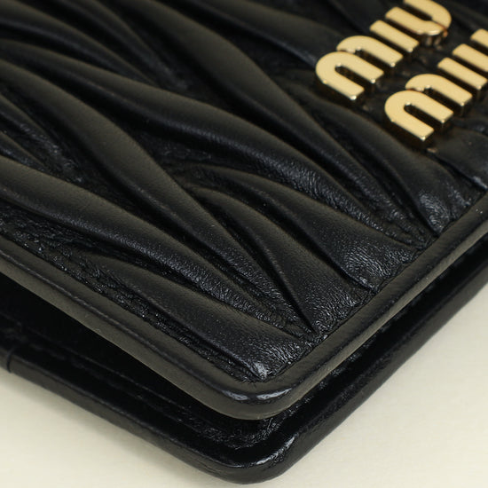 Miu Miu Black Small Matelassé Nappa Wallet