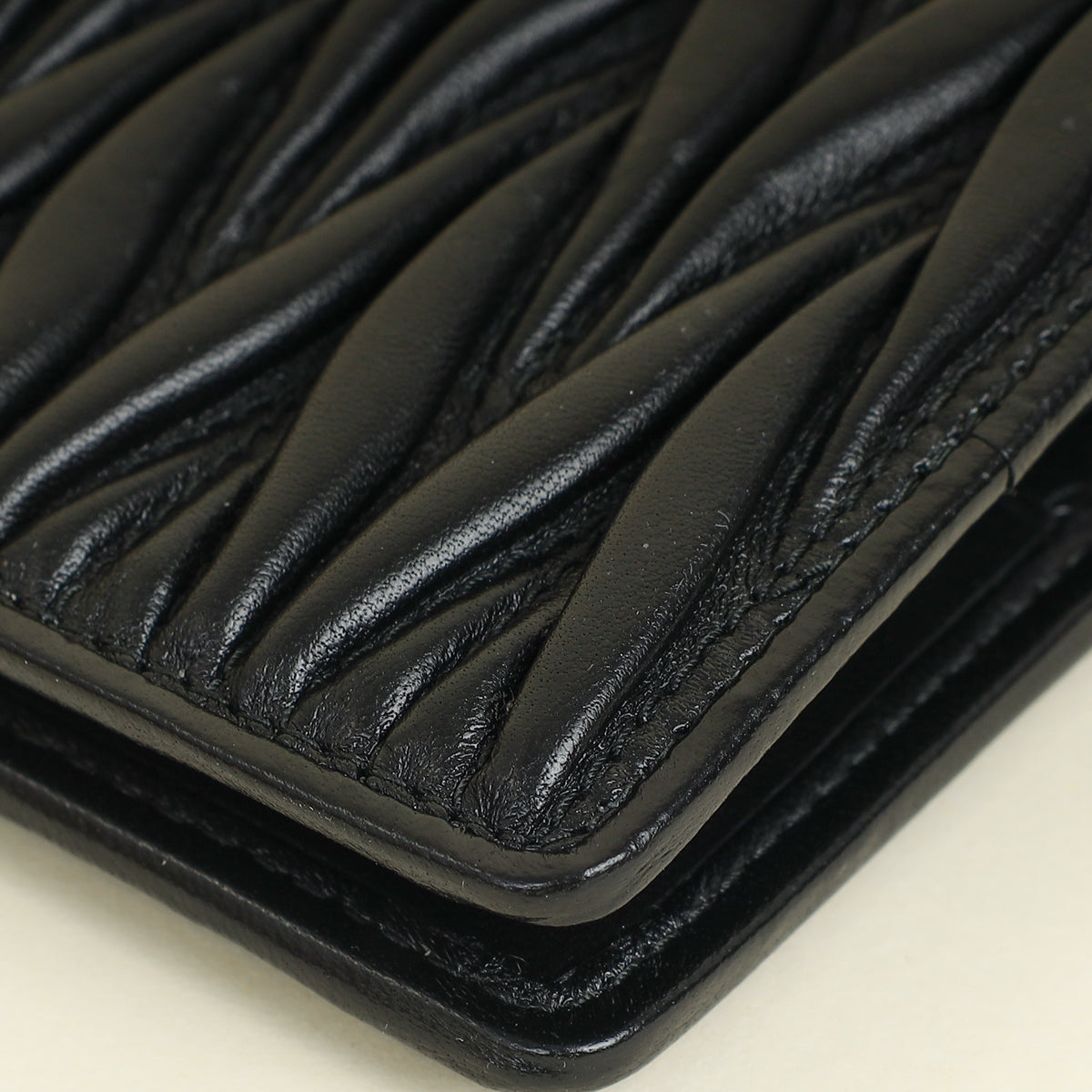 Miu Miu Black Small Matelassé Nappa Wallet