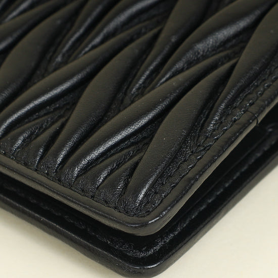 Miu Miu Black Small Matelassé Nappa Wallet