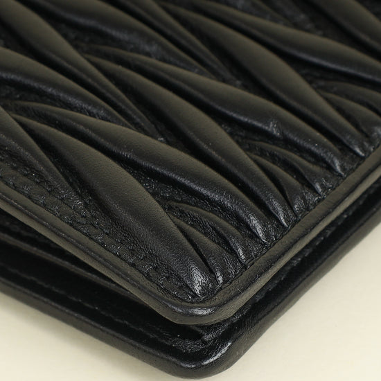 Miu Miu Black Small Matelassé Nappa Wallet