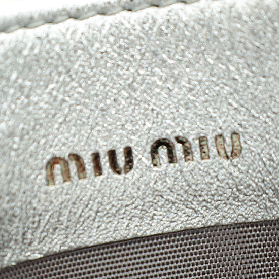 Load image into Gallery viewer, Miu Miu Metallic Silver Matelassé Nappa Card Holder
