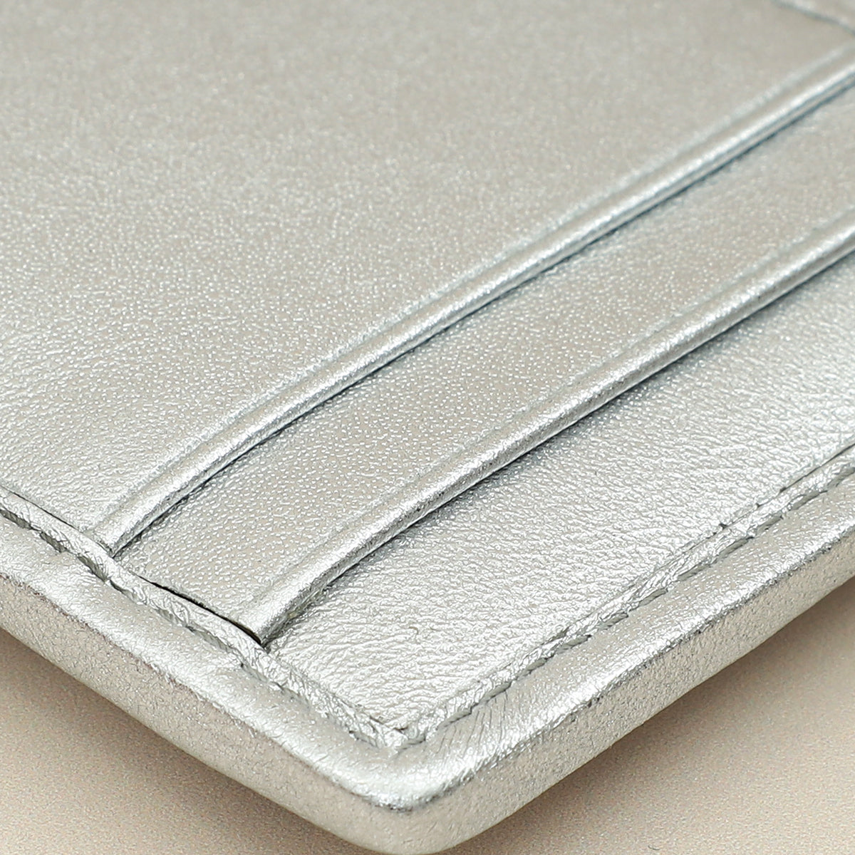 Miu Miu Metallic Silver Matelassé Nappa Card Holder