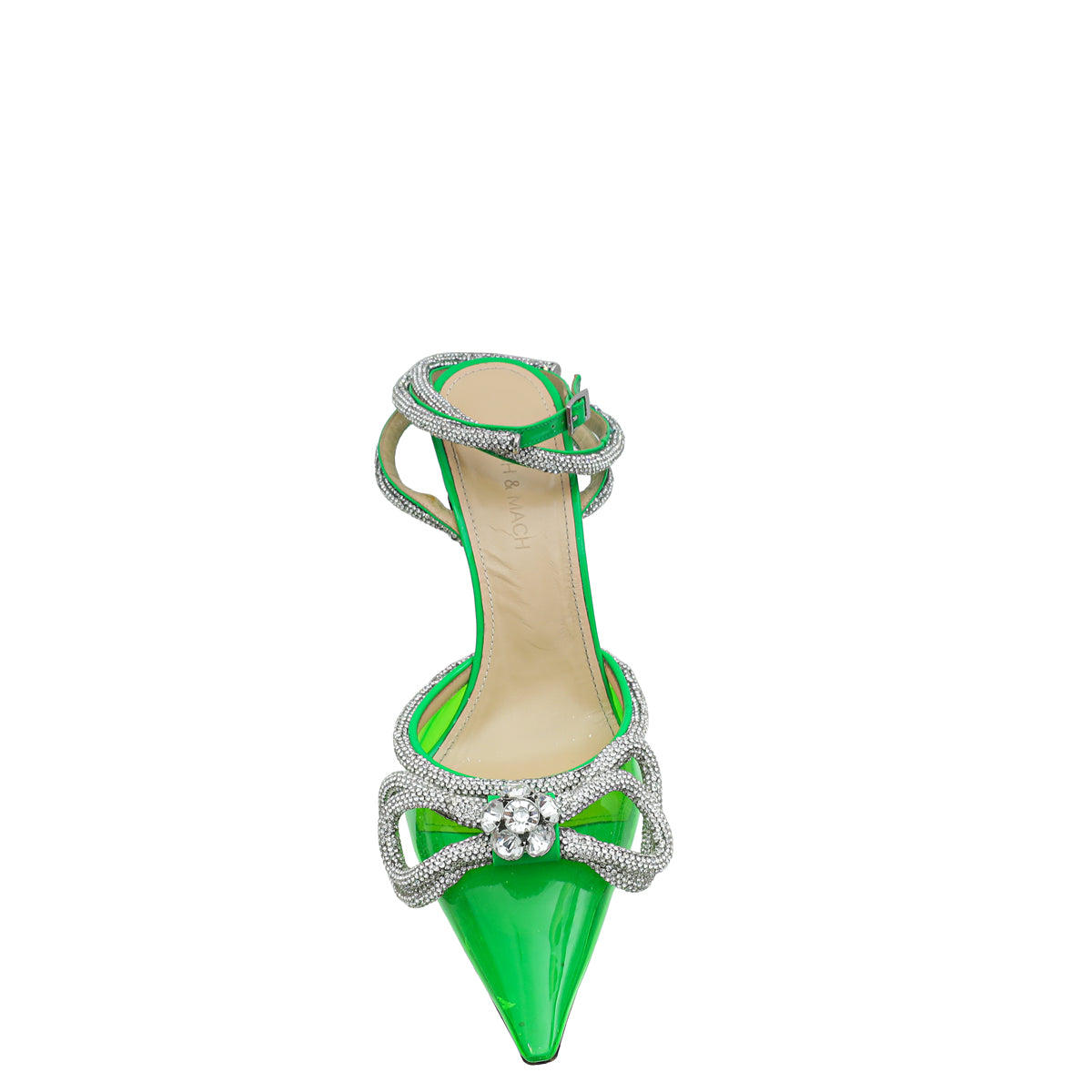 Mach & Mach Green PVC Crystal Bow 110 Pumps 38-Mach & Mach-THE CLOSET