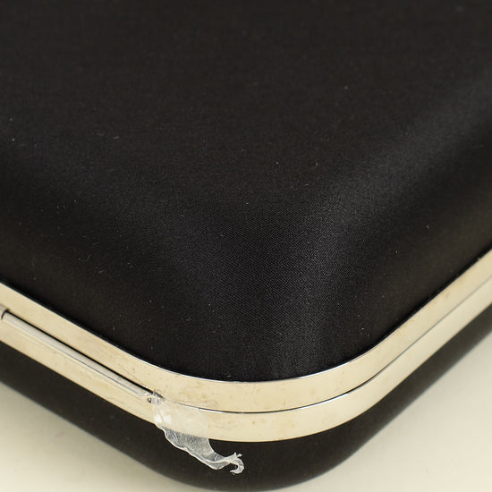 Mach & Mach Black Double Bow Satin Small Clutch