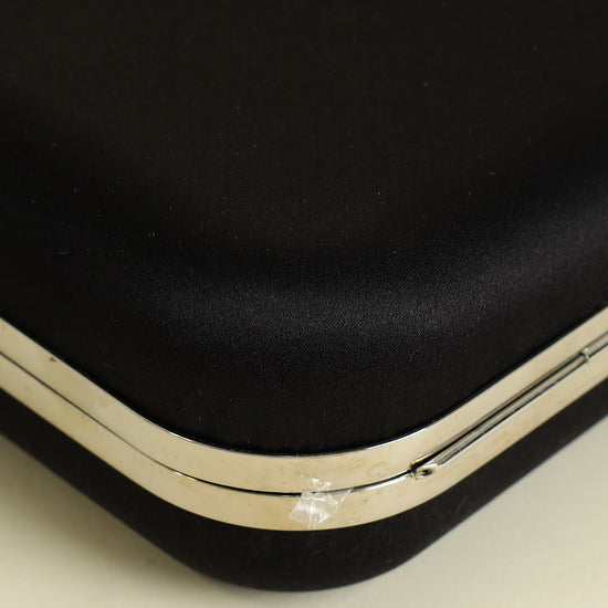 Mach & Mach Black Double Bow Satin Small Clutch