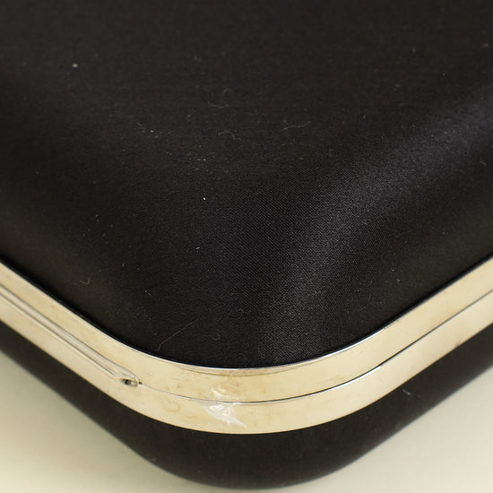 Mach & Mach Black Double Bow Satin Small Clutch