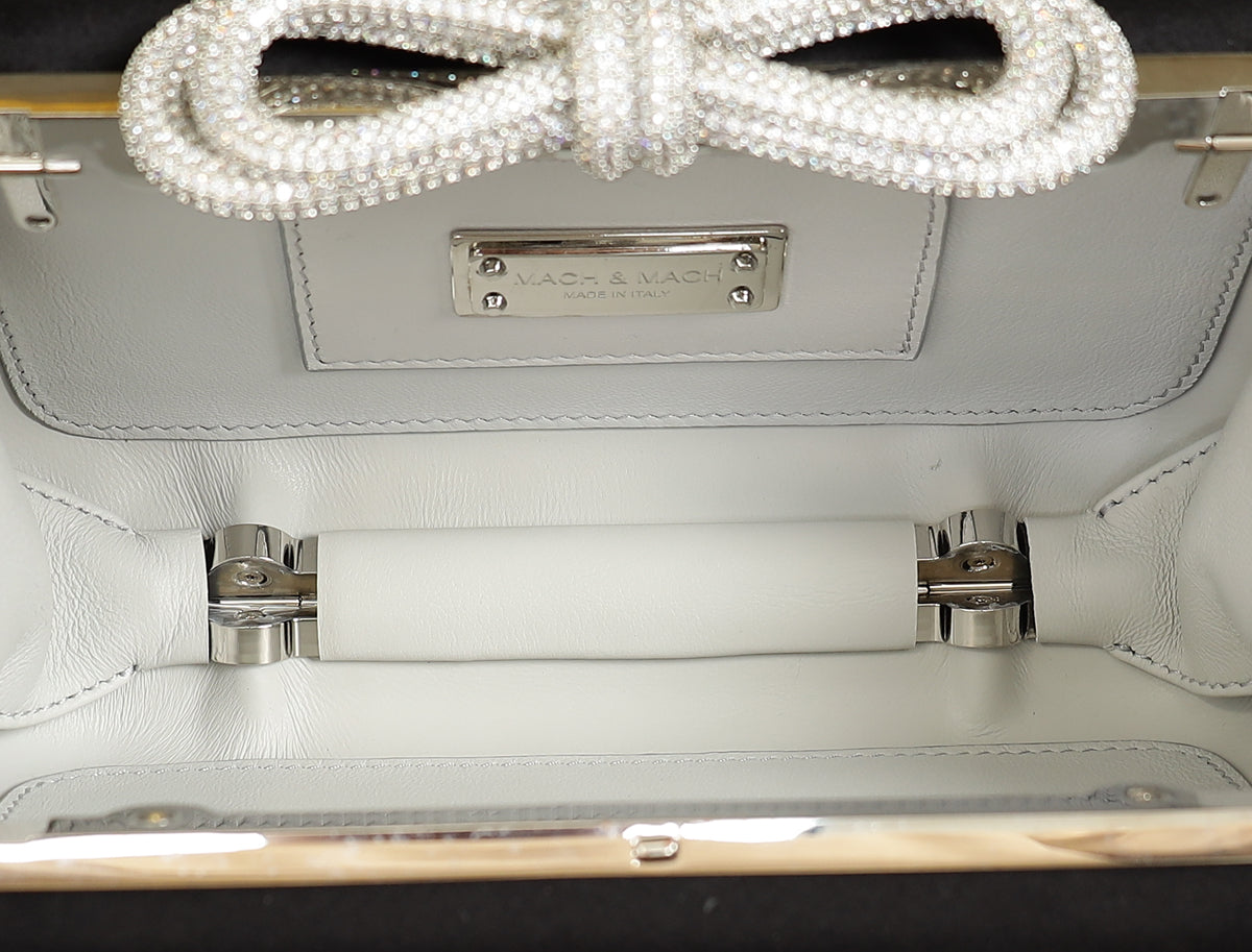 Mach & Mach Black Double Bow Satin Small Clutch