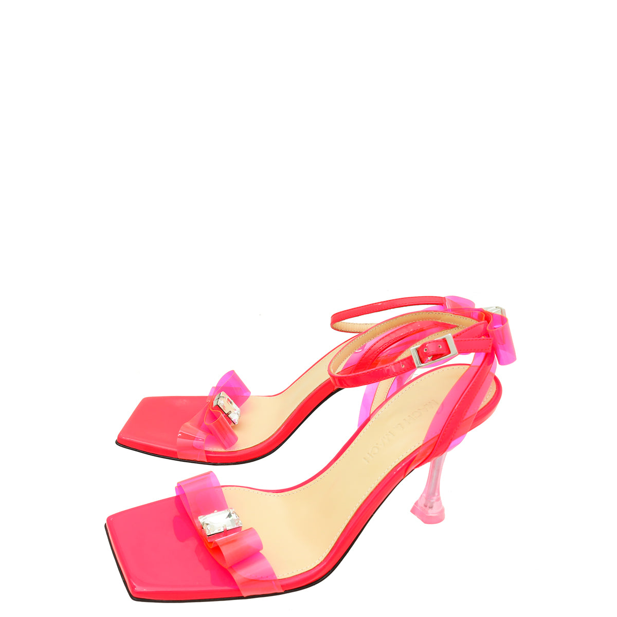 Mach & Mach Neon Pink French Bow Square Toe Sandal 36.5