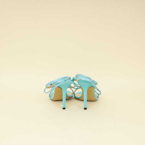 Mach & Mach Sky Blue French Bow Embellished Sandal 37.5-Mach & Mach-THE CLOSET