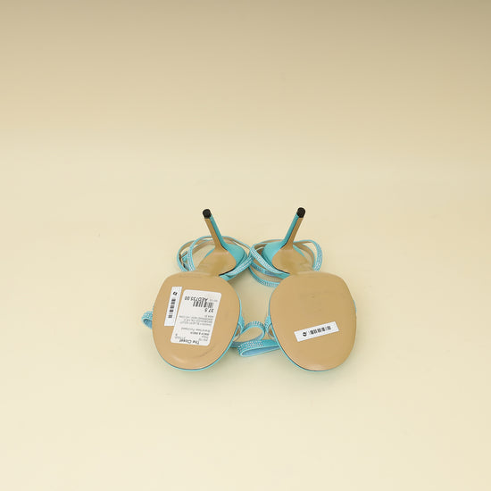 Mach & Mach Sky Blue French Bow Embellished Sandal 37.5-Mach & Mach-THE CLOSET