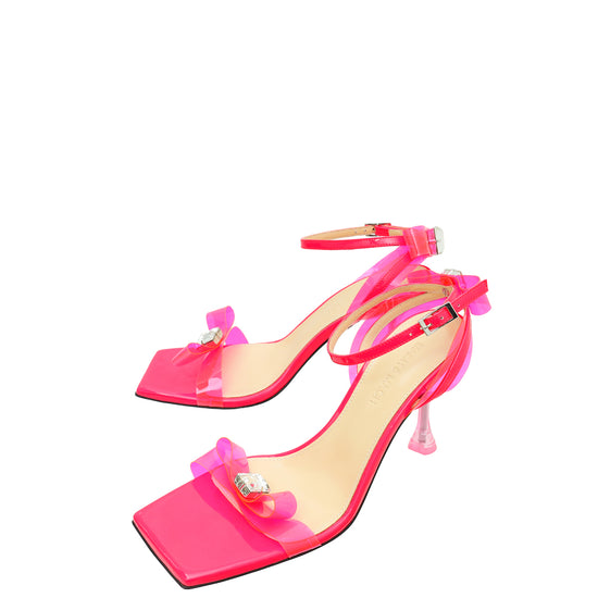 Mach & Mach Hot Pink French Bow Square Toe Sandal 38.5