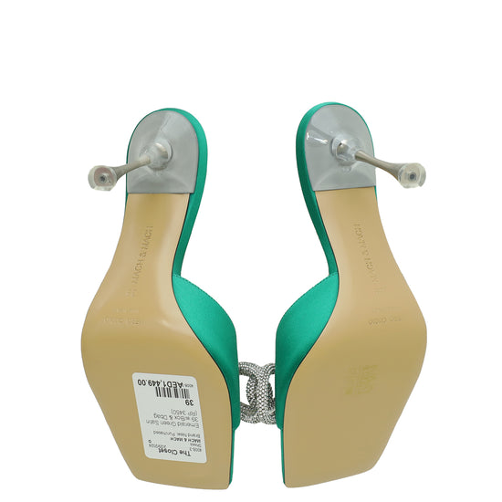 Mach & Mach Emerald Green Double Bow Square Toe 95mm Mules 39