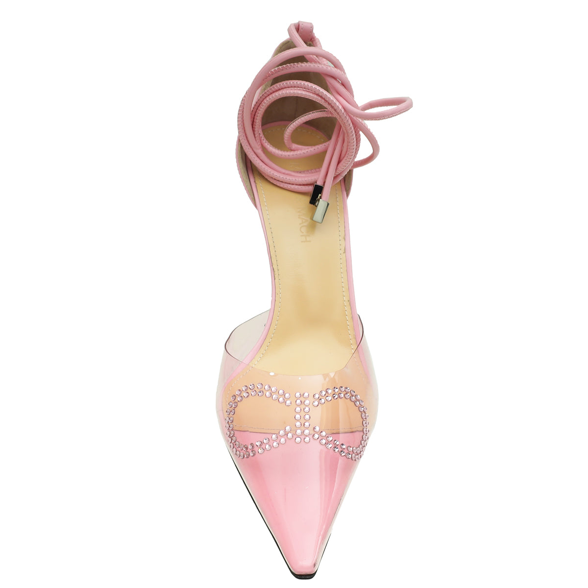 Mach & Mach Light Pink Crystal Tie Ankle Strap PVC Pump 39