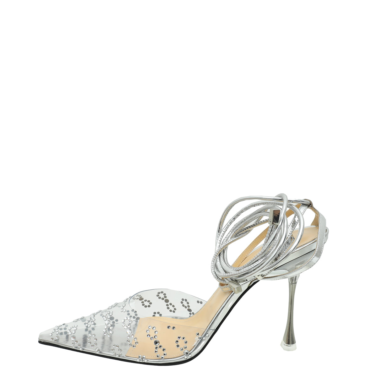 Mach & Mach Bicolor Embellished PVC Crystal  Ankle Strap 40