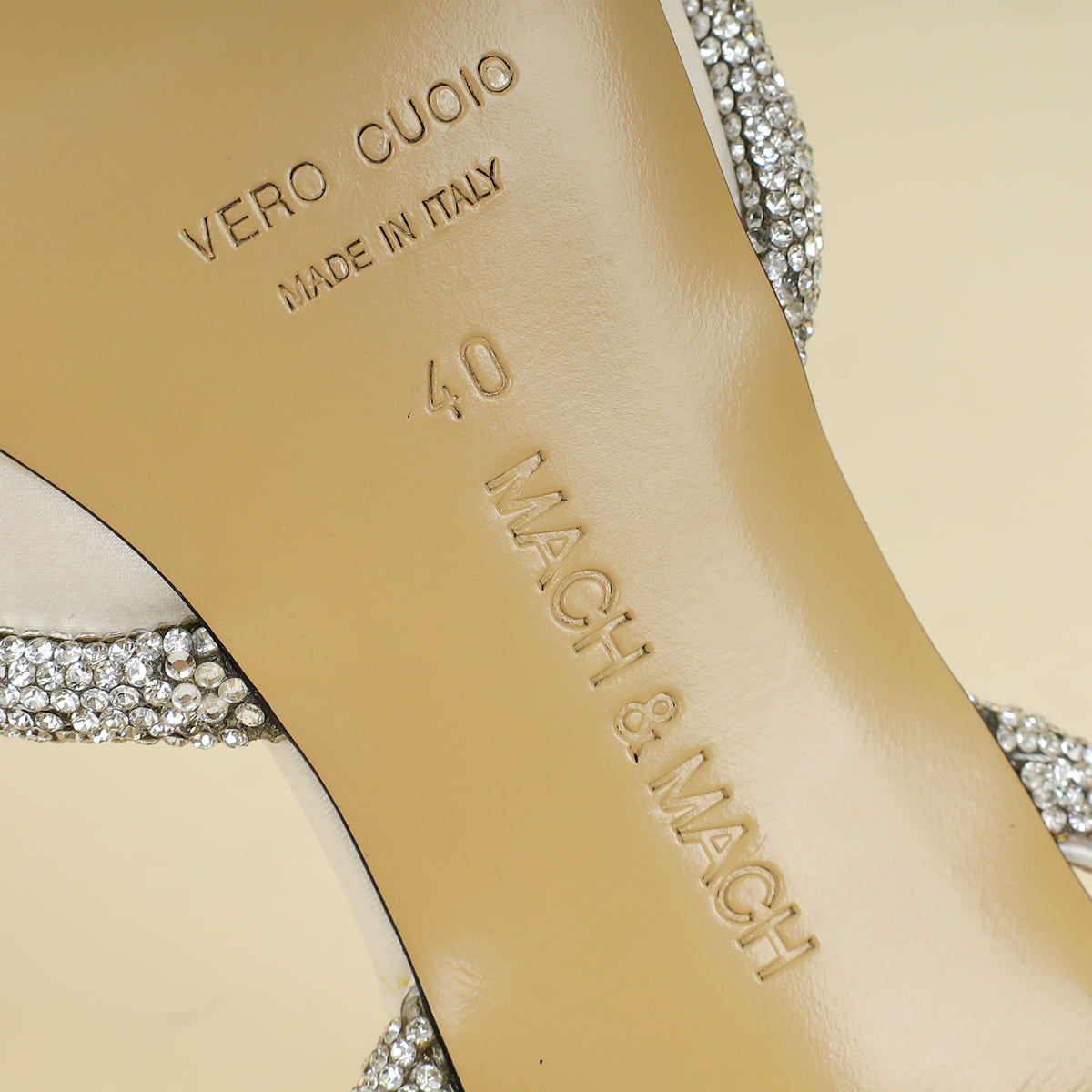 Mach & Mach Off White Satin Crystal Double Bow Pumps 40