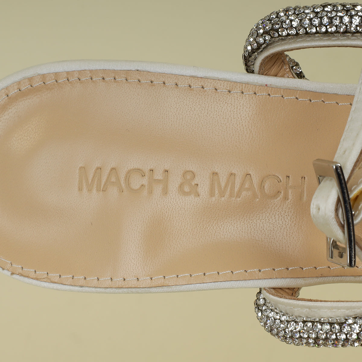 Mach & Mach Off White Satin Crystal Double Bow Pumps 40