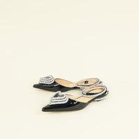 Mach & Mach Black Triple Heart Ankle Strap Flats 41