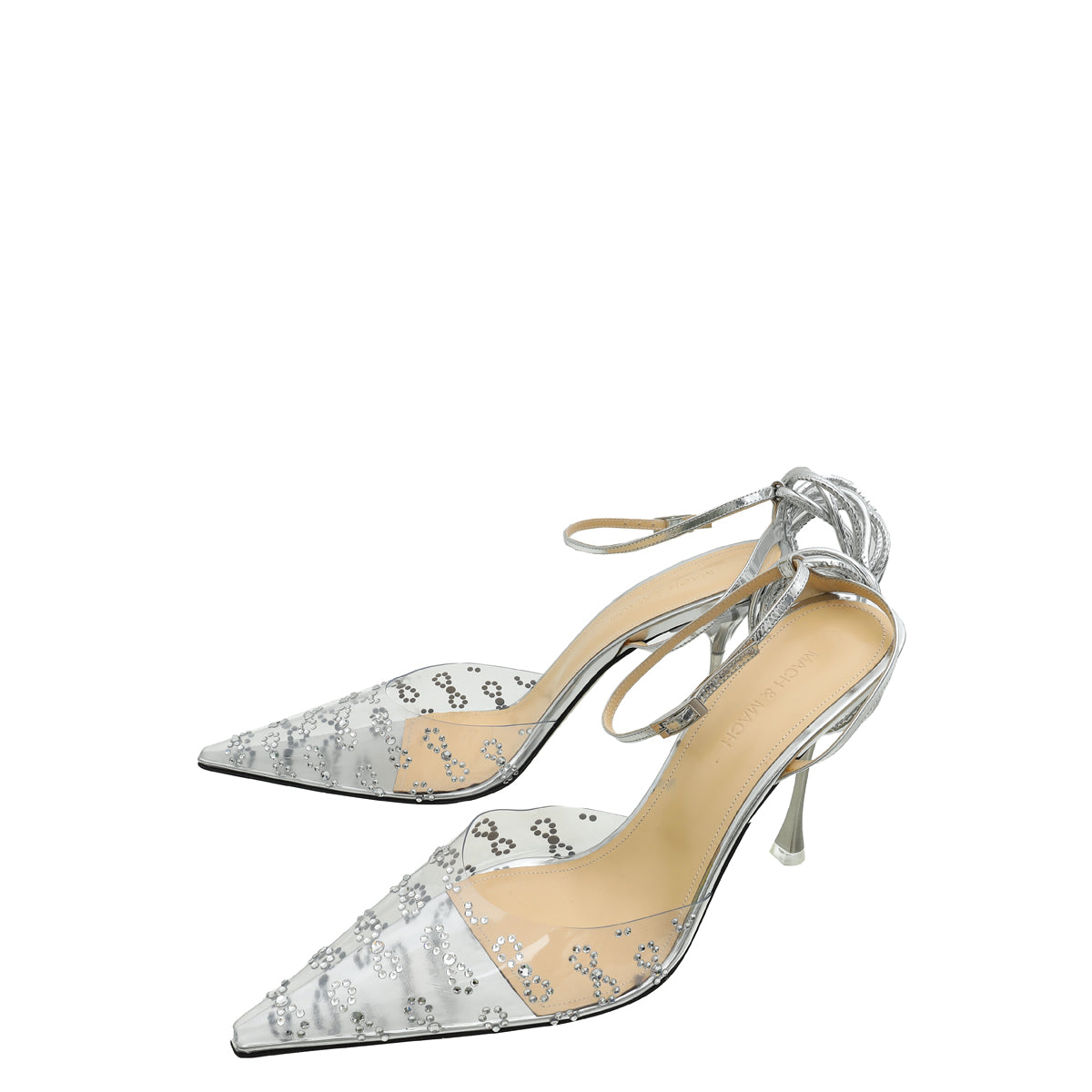 Mach & Mach Bicolor Embellished PVC Crystal Ankle Strap 41-Mach & Mach-THE CLOSET