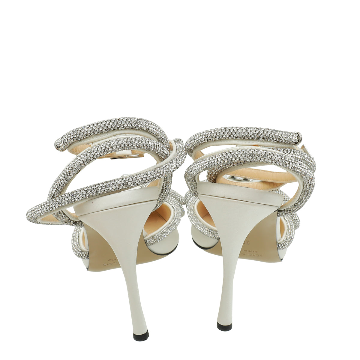 Mach & Mach White Satin Crystal Bow 110 Pumps 36