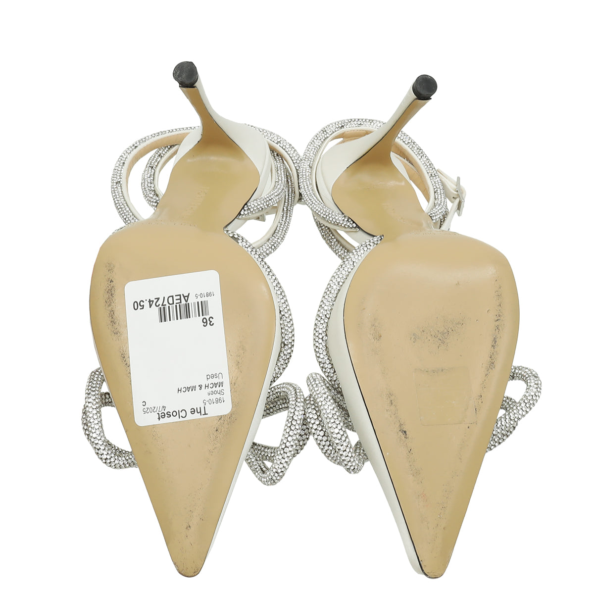 Mach & Mach White Satin Crystal Bow 110 Pumps 36