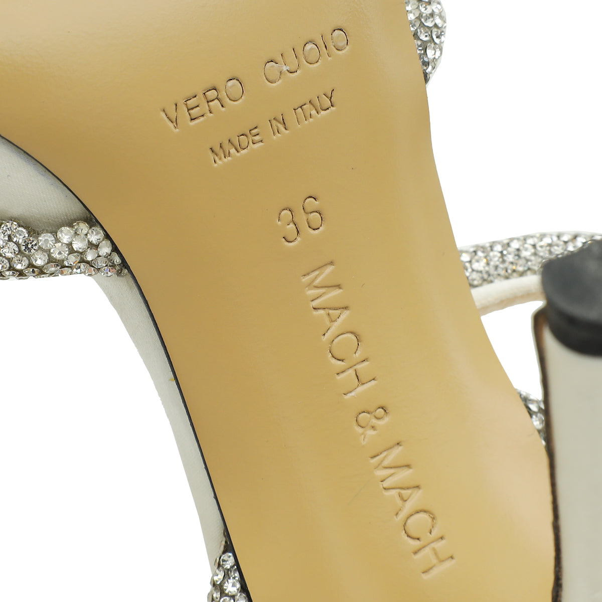Mach & Mach White Satin Crystal Bow 110 Pumps 36