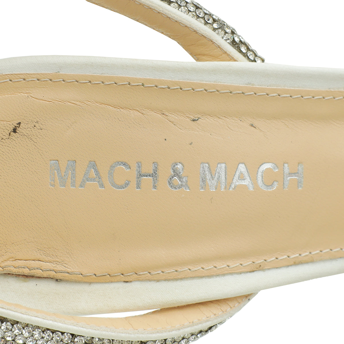 Mach & Mach White Satin Crystal Bow 110 Pumps 36