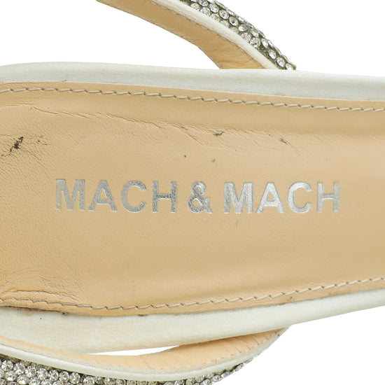 Load image into Gallery viewer, Mach &amp;amp; Mach White Satin Crystal Bow 110 Pumps 36
