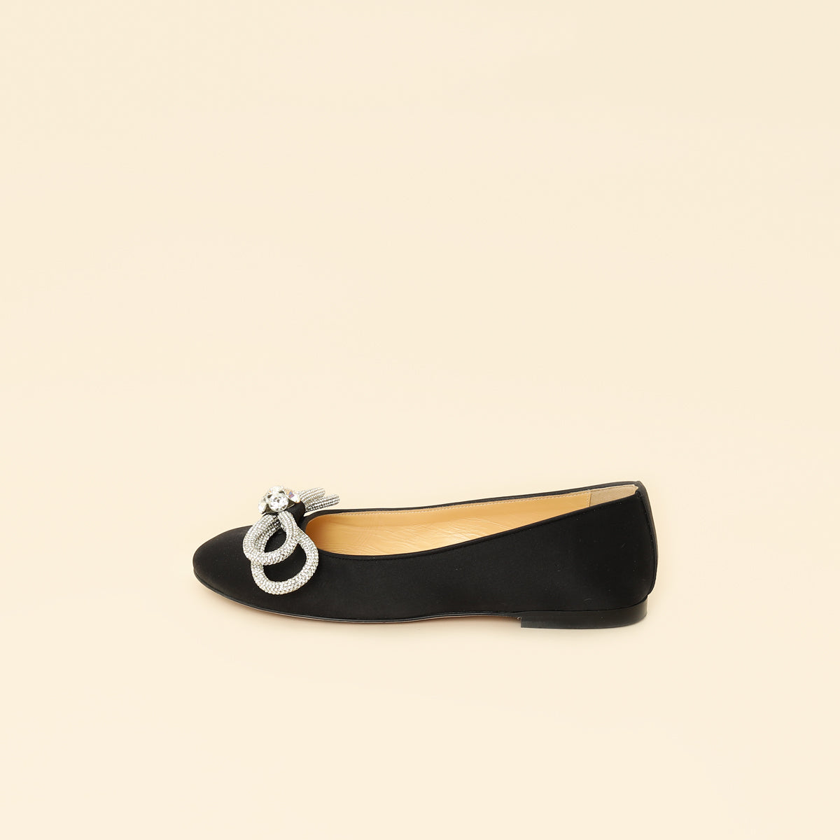Mach & Mach Black Satin Double Bow Ballet Flats 38-Mach & Mach-THE CLOSET