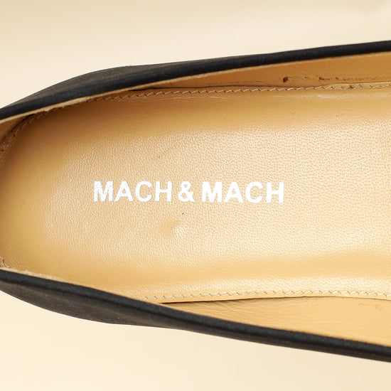 Mach & Mach Black Satin Double Bow Ballet Flats 38-Mach & Mach-THE CLOSET
