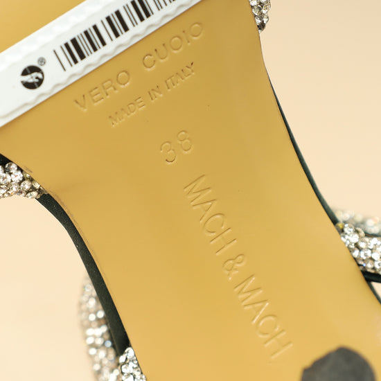 Mach & Mach Emerald Satin Crystal Double Bow Pumps 38-Mach & Mach-THE CLOSET